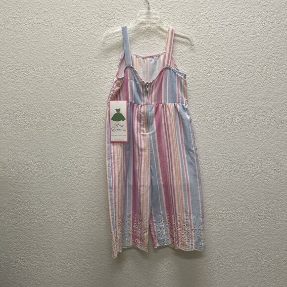 Rare Editions Girls 4T Romper Jumpsuit Jumper Sleeveless Striped NEW NWTs - Picture 2 of 7